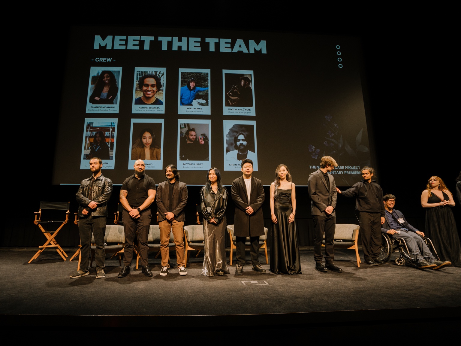 Introducing the Project Outsiders team on stage at the documentary premiere